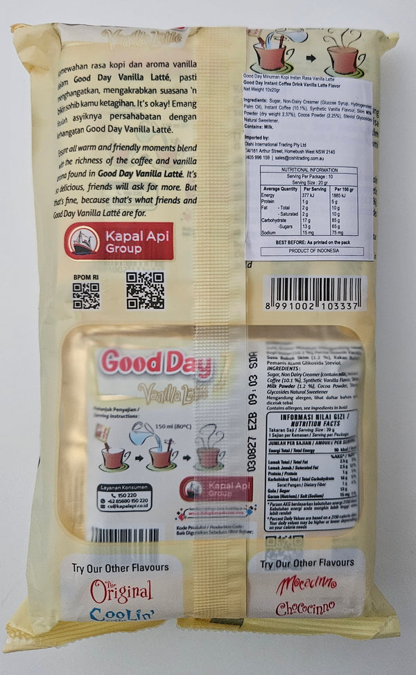 Good Day Vanilla Latte Instant Coffee 3 in 1 x 10 sachets 200g